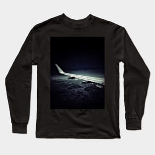 Black Dark Sky Plane Flight Long Sleeve T-Shirt